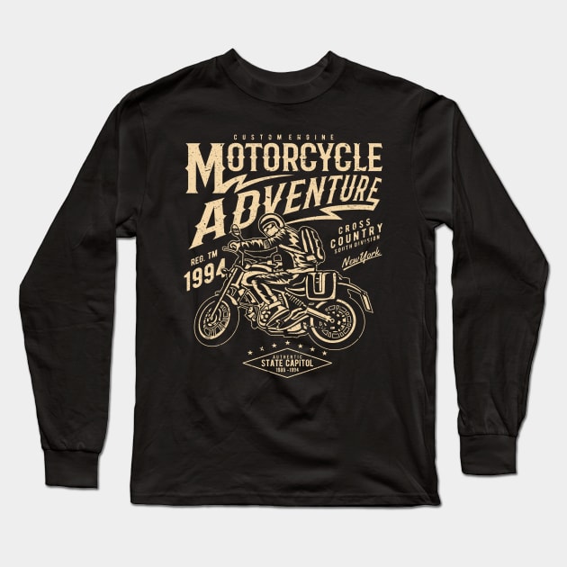 Motorcycle Adventure Cross Country Long Sleeve T-Shirt by JakeRhodes